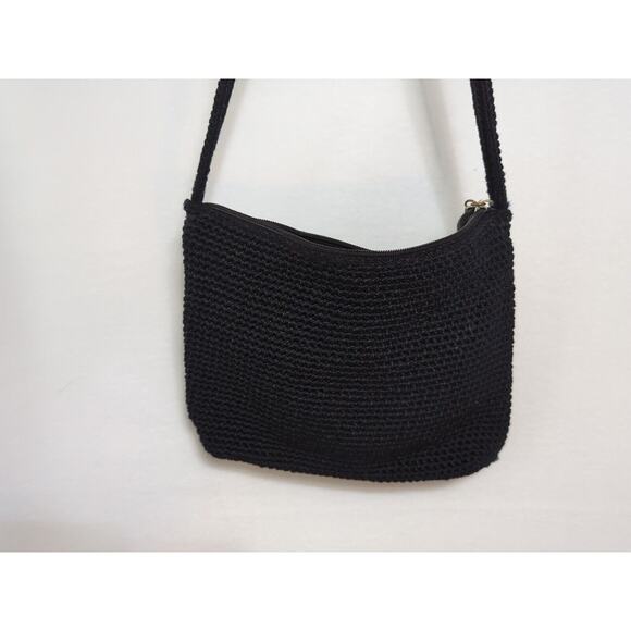 The Sak Crochet Vtge handbag Preowned Very Clean Black 9"X 7.5" Zipper Boho - Picture 3 of 7